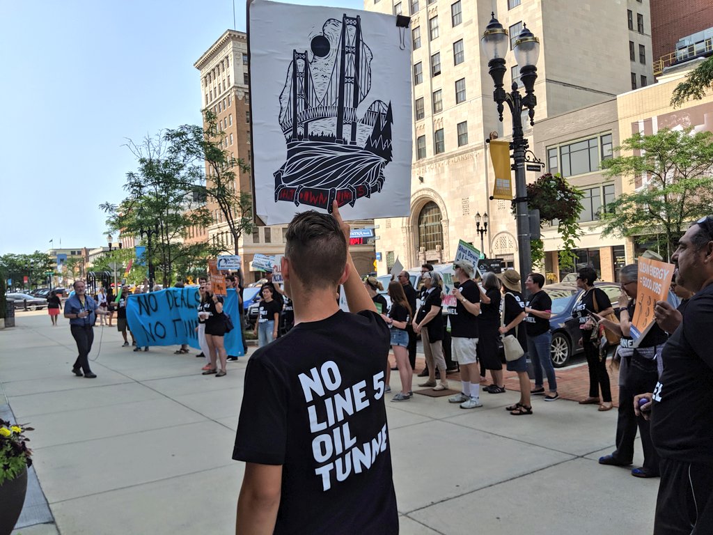 2019 Lansing Enbridge Protest, 9th Annivesary of Kalamazoo Oil Spill. hoto: Jennifer Schlicht Protest: No Line 5 Oil Tunnel