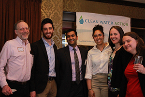 Celebrating at Spring for Water with (left to right) Sierra Club’s Clint Richmond and Jacob Stern , Clean Energy Organizer Vick Mohanka, Environmental Health and Justice Organizer Kadineyse Paz, MA Director Elizabeth Saunders, and Mass Alliance’s Becca Gl