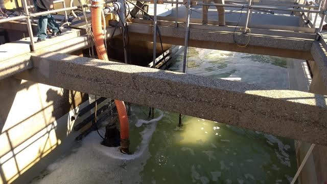 This is the chlorination process, where the water is injected with a 15 percent chlorine solution This is the chlorination process, where the water is injected with a 15 percent chlorine solution
