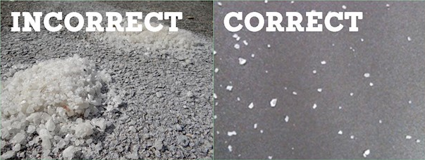 Correct and incorrect road salt usage.