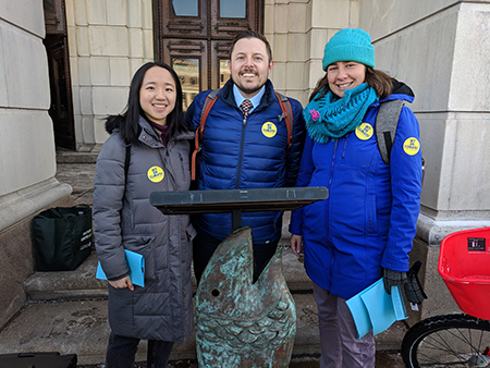 Left to right: ReThink Disposable intern Annie Huang, Johnathan Berard, Michelle Beaudin.
