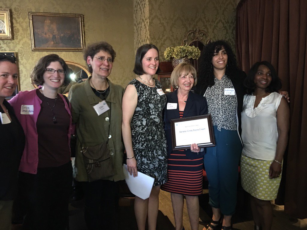 Ellie (3rd from left) joins Clean Water Action in honoring Senator Cynthia Stone Creem (D-Newton) for her work on legislation to ban toxic flame retardants