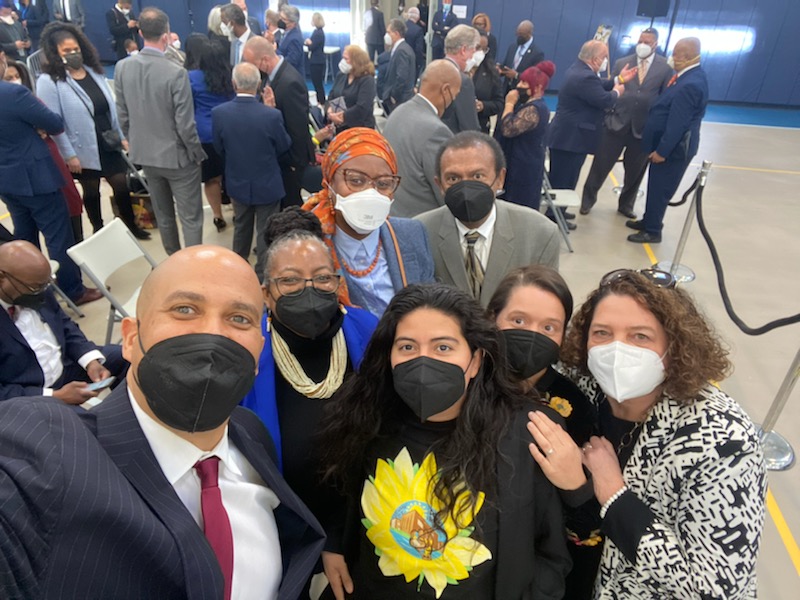 Kim Gaddy with Sen Booker and other leaders in Newark