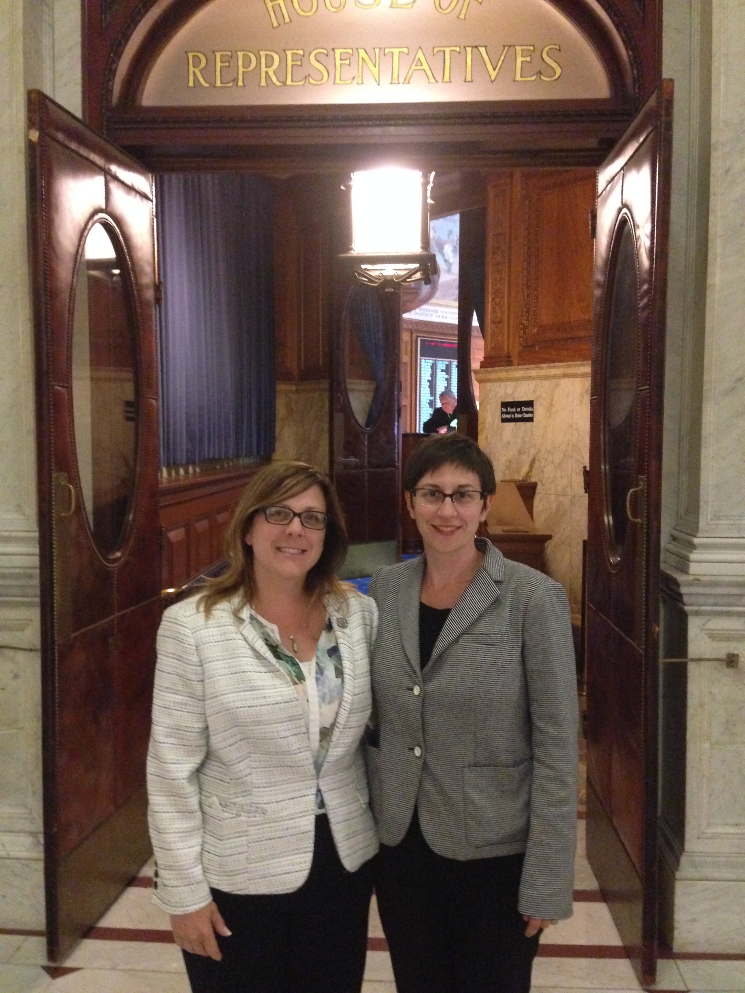 Massachusetts Representative Michelle DuBois (D) Tenth Plymouth District with Becky Smith, MA Campaigns Director CWA