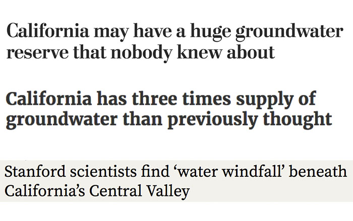 Recent headlines on California Groundwater