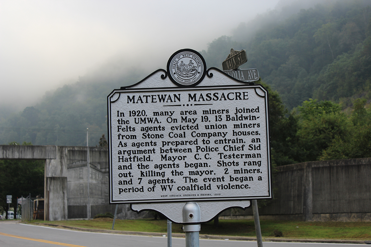 Matewan Massacre marker, Matewan, WV. photo: NDB