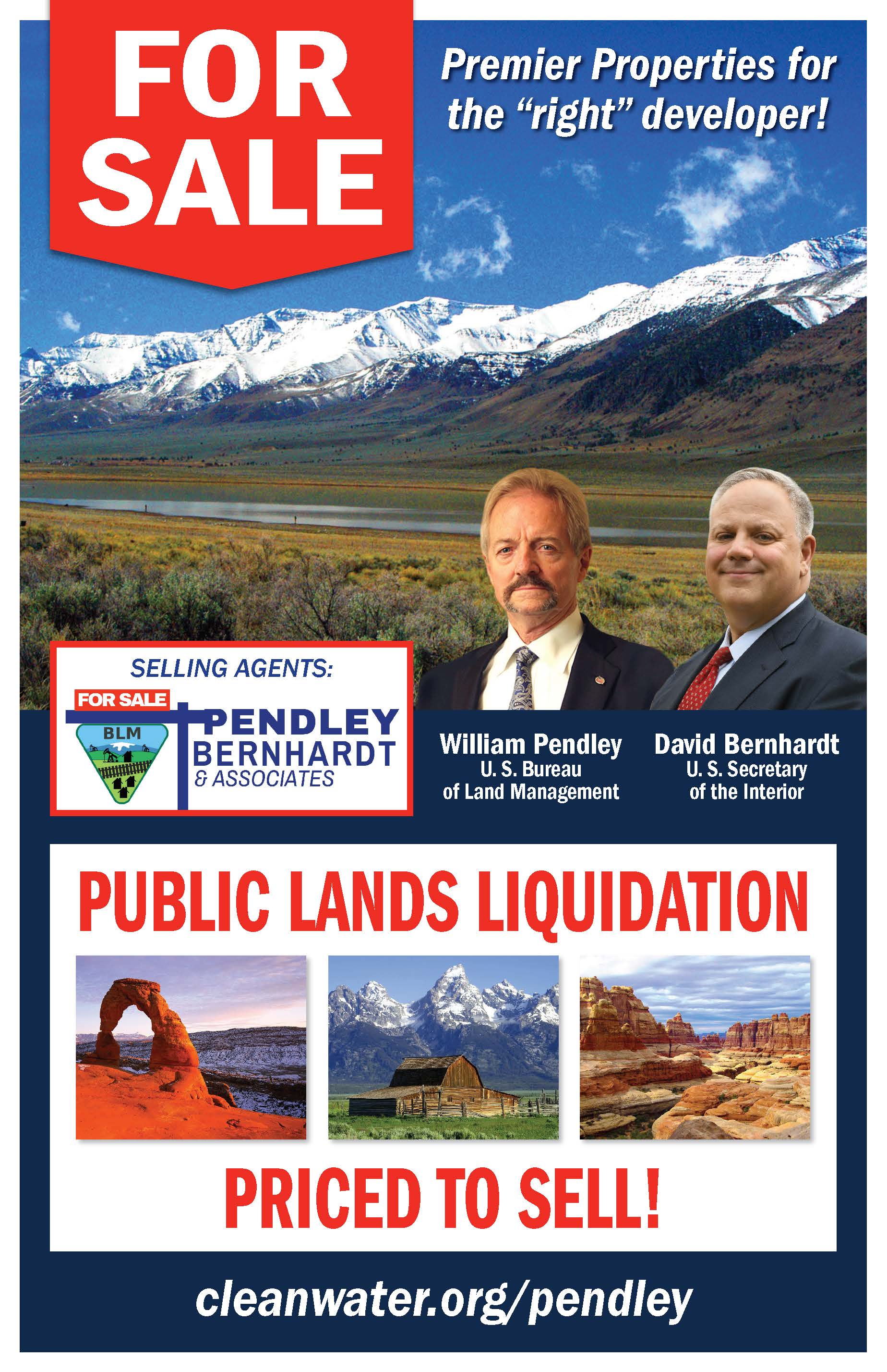 Stop Pendley from selling off public lands Stop Pendley from selling off public lands
