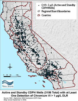 Map of Hex-Chrome sites in California